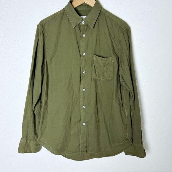 rag & bone Standard Issue Button Down Beach Shirt Dark Olive Sz Medium - Picture 2 of 6